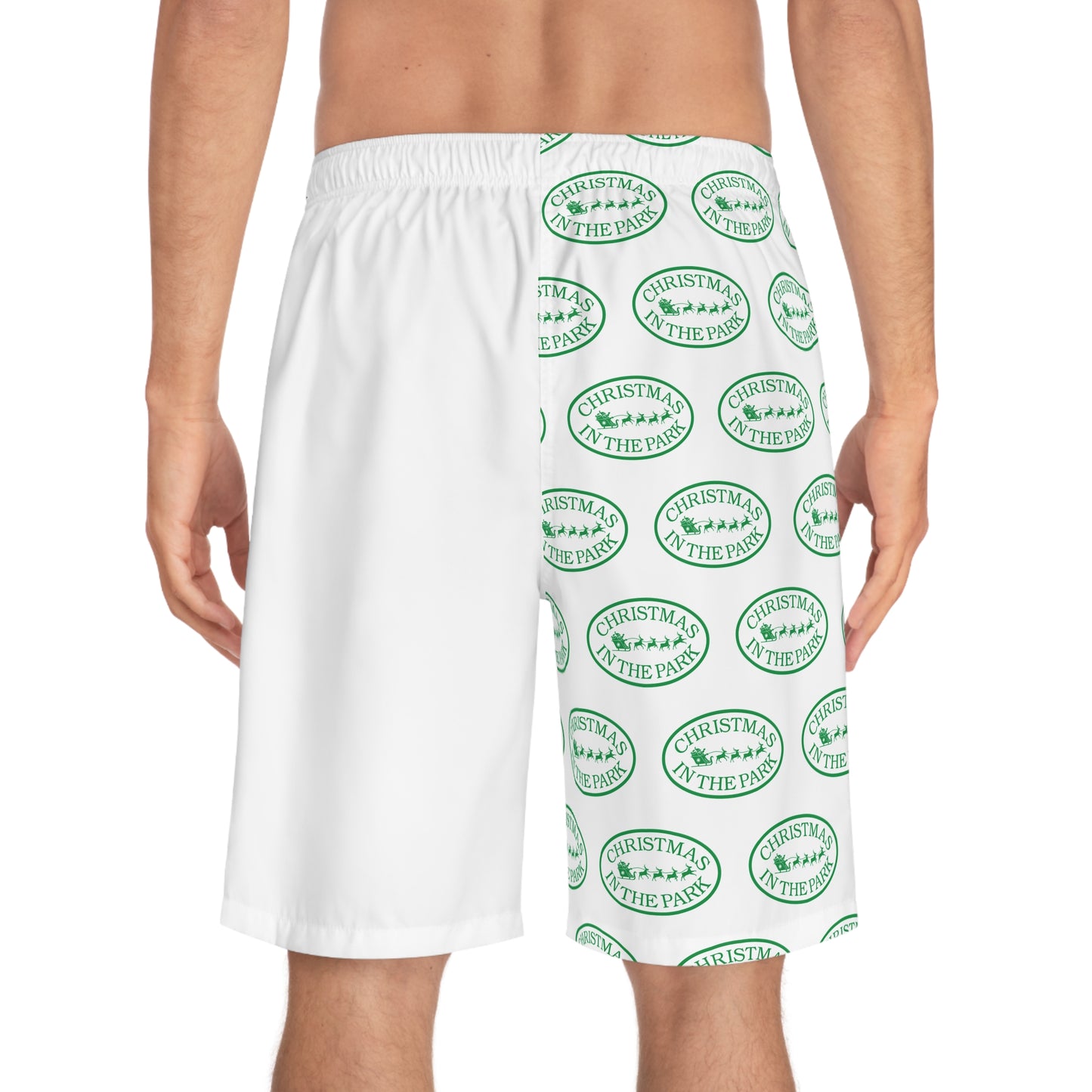 Christmas-Themed Men's Swim Shorts, Holiday Board Shorts, Summer Beachwear, Festive Swimwear, Vacation Essentials, Gifts for Him
