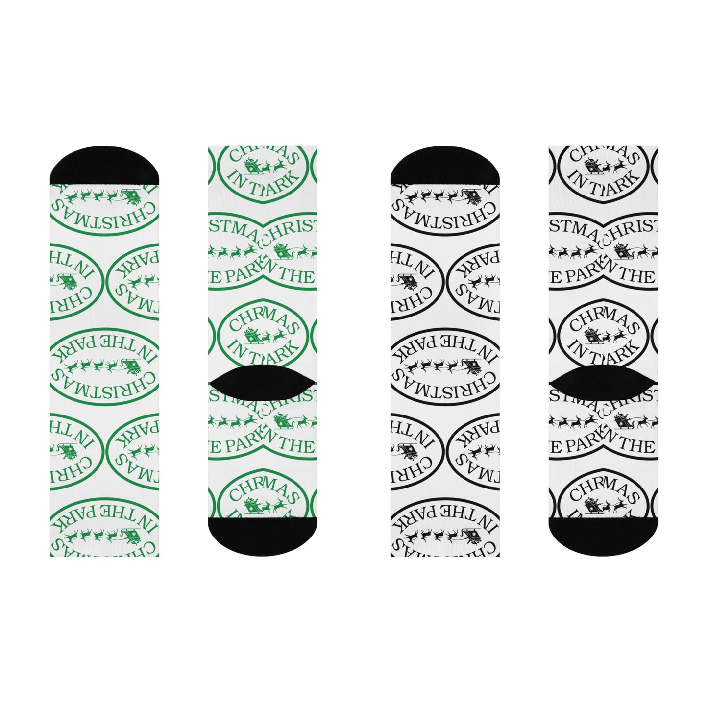 Mis-Matched Christmas in the Park Cushioned Crew Socks, Fun Holiday Socks, Gift for Her, Cozy Winter Wear, Perfect for Christmas