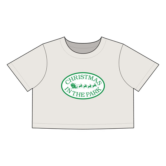Christmas in the Park Women's Heavy Faded Crop Tee, Holiday Gift, Cute Christmas Shirt, Festive Crop Top, Casual Tee for Celebrations