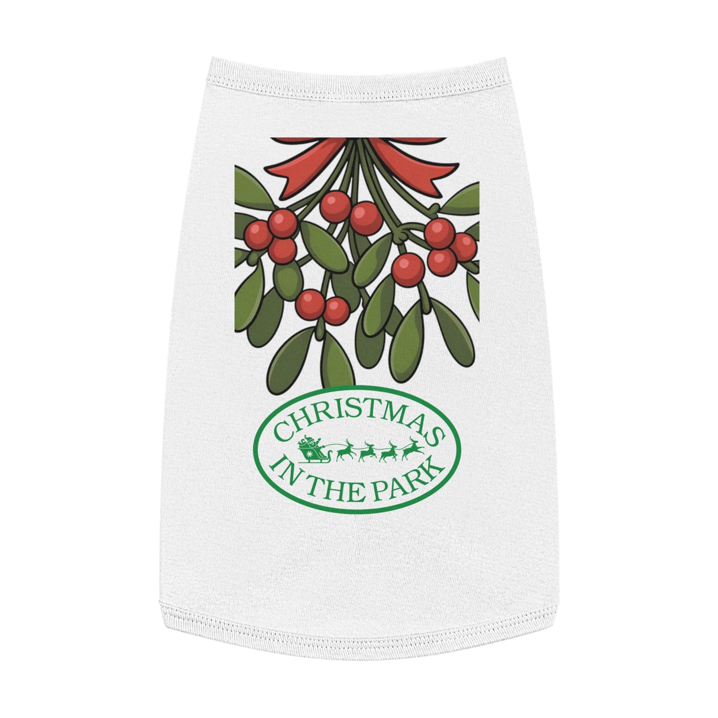 Christmas in the Park Pet Tank Top, Holiday Dog Shirt, Festive Pet Apparel, Mistletoe Design, Winter Dog Outfit
