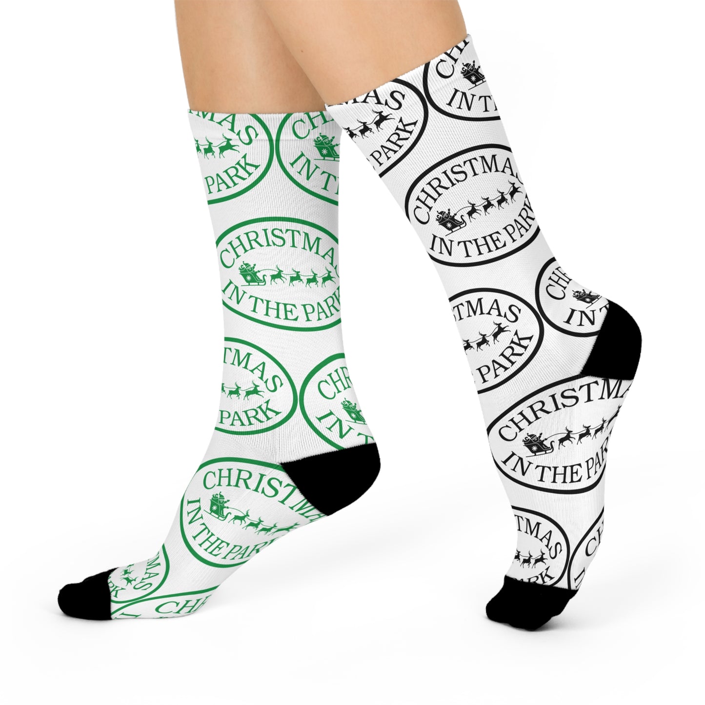 Mis-Matched Christmas in the Park Cushioned Crew Socks, Fun Holiday Socks, Gift for Her, Cozy Winter Wear, Perfect for Christmas