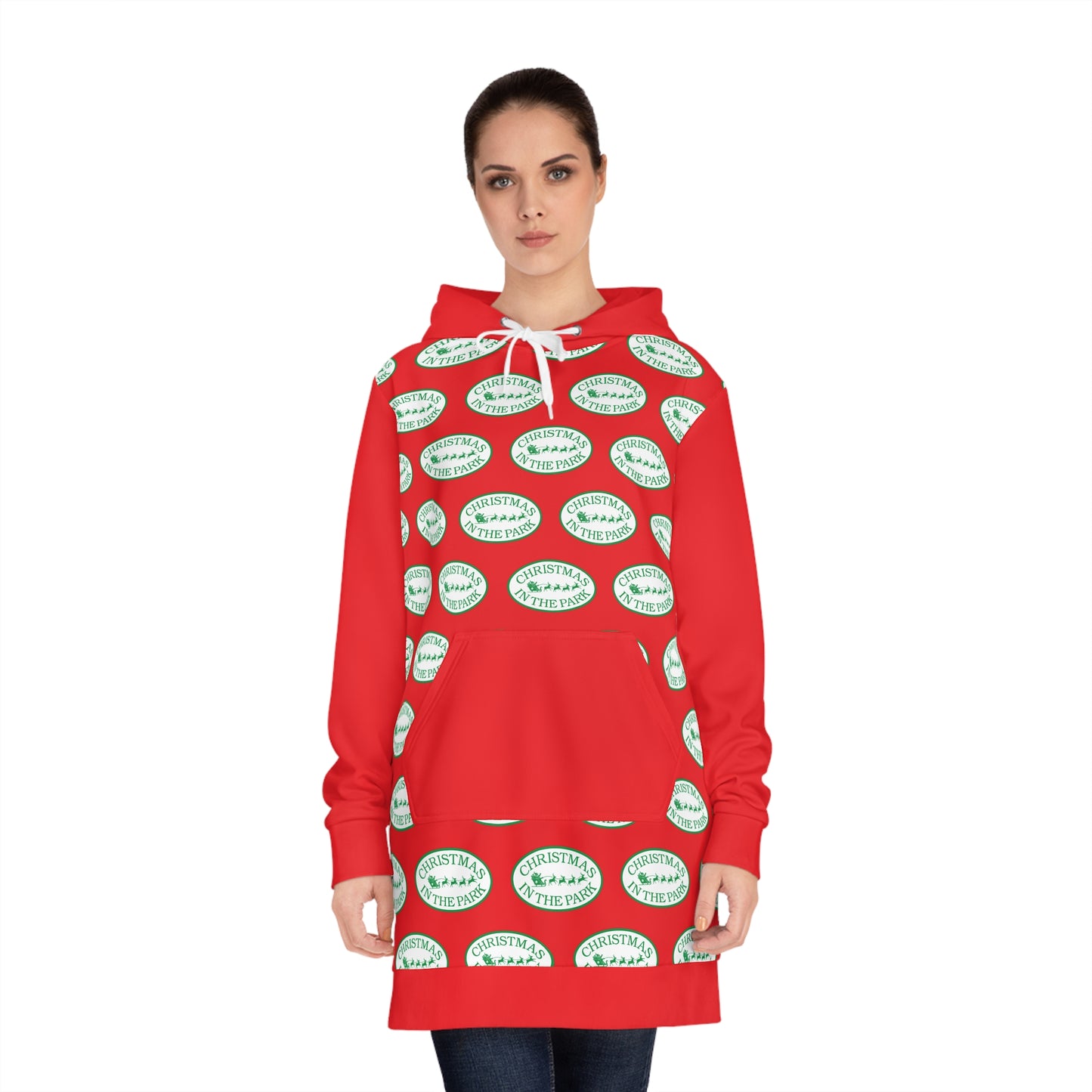 Festive Women's Hoodie Dress, Cozy Holiday Apparel, Cute Gift for Her, Christmas Fashion, Casual Comfort Wear
