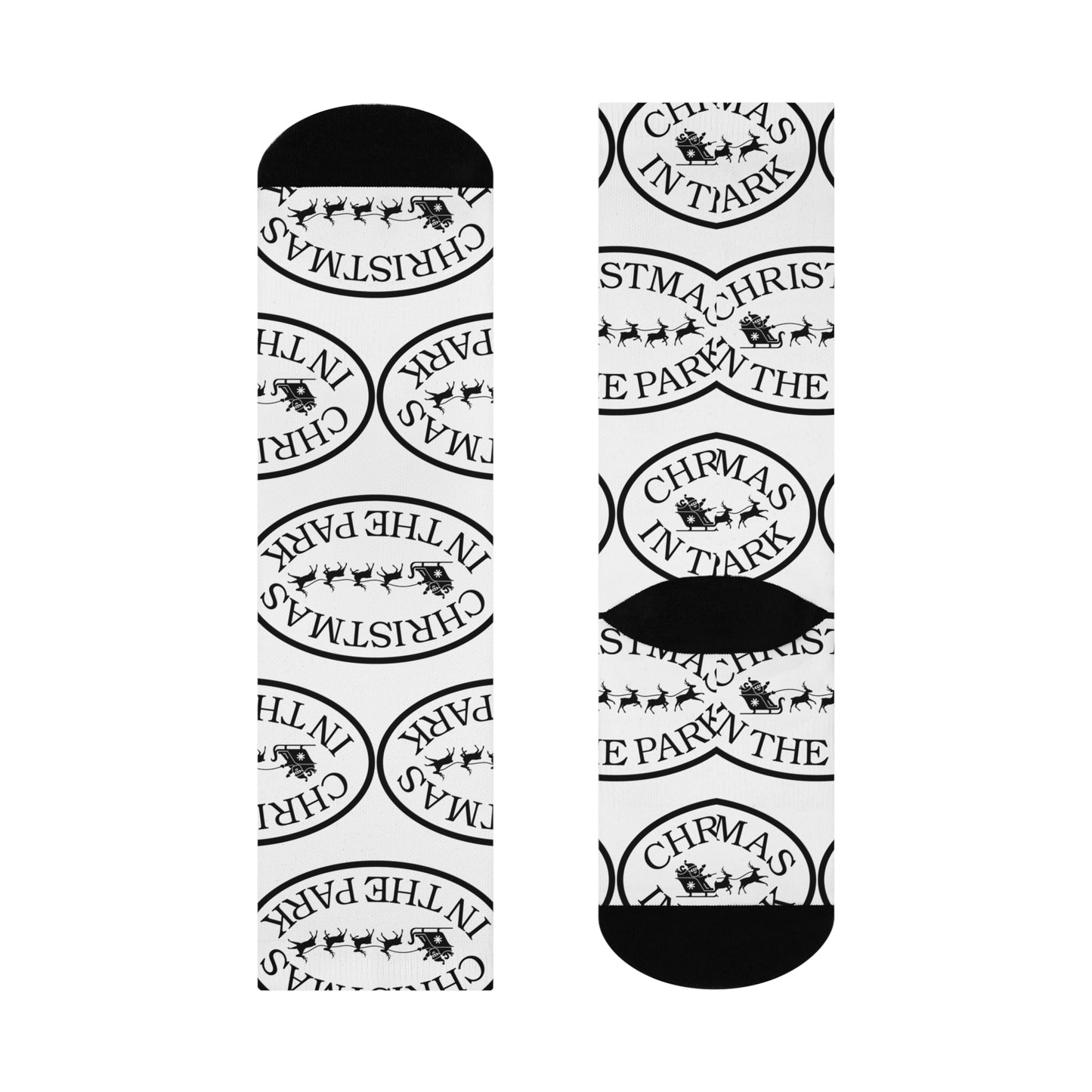 Mis-Matched Christmas in the Park Cushioned Crew Socks, Fun Holiday Socks, Gift for Her, Cozy Winter Wear, Perfect for Christmas