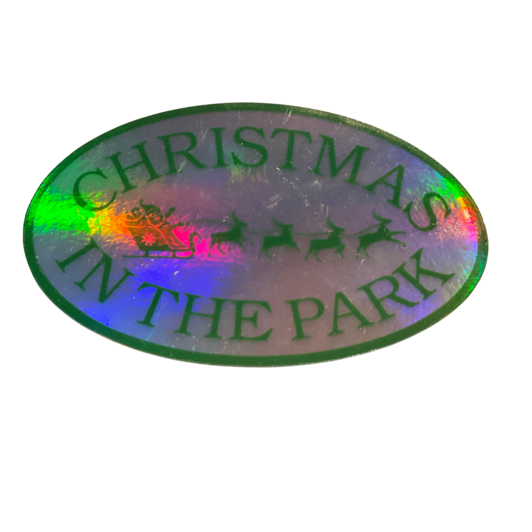 Sticker - Christmas in the Park Logo Sticker, Large White or Iridescent