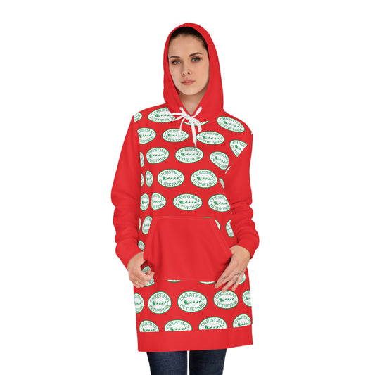 Festive Women's Hoodie Dress, Cozy Holiday Apparel, Cute Gift for Her, Christmas Fashion, Casual Comfort Wear