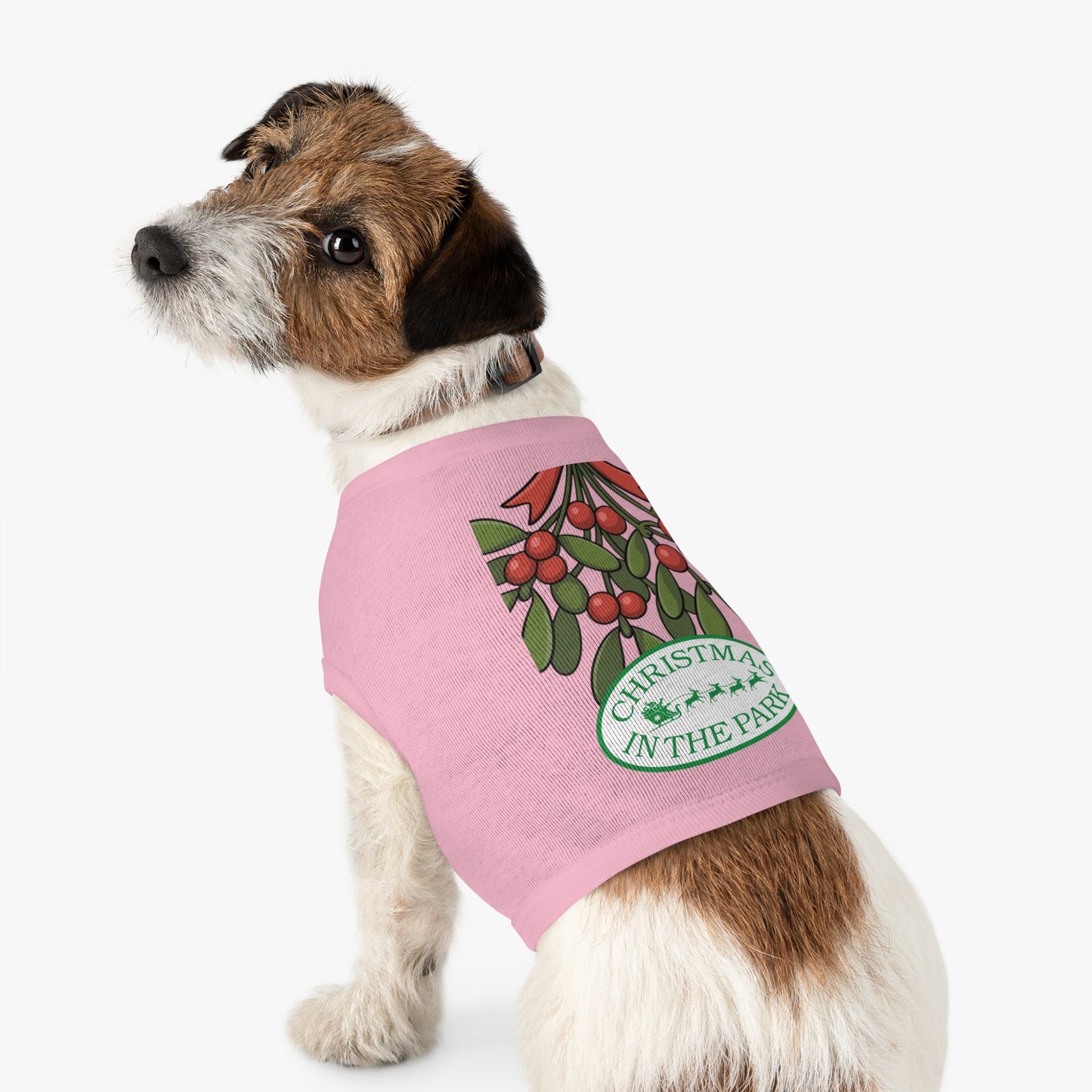 Christmas in the Park Pet Tank Top, Holiday Dog Shirt, Festive Pet Apparel, Mistletoe Design, Winter Dog Outfit