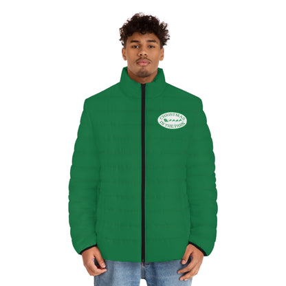 Christmas In The Park Red Puffer Jacket — Men’s Holiday Quilted Coat