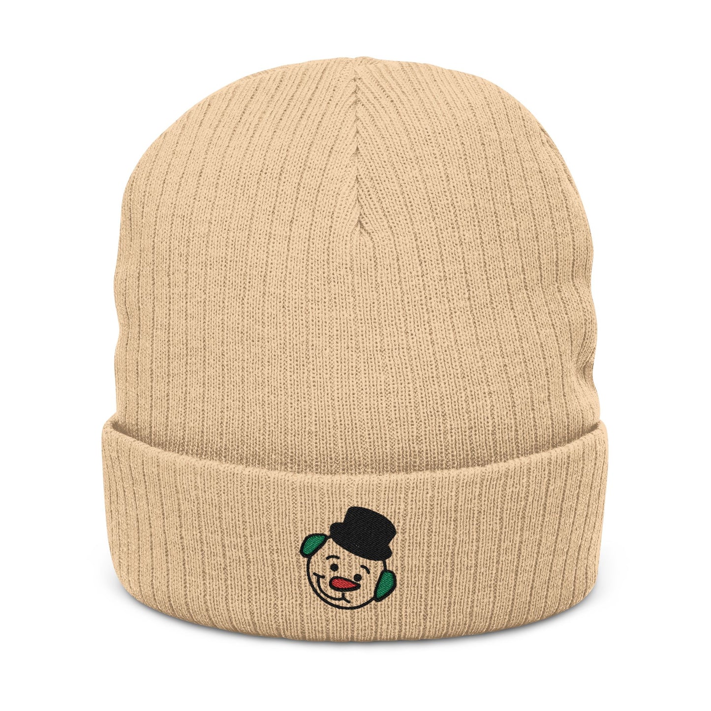 Embroidered Snowman Ribbed Knit Beanie – Cozy Winter Hat