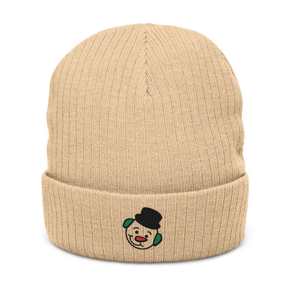 Embroidered Snowman Ribbed Knit Beanie – Cozy Winter Hat