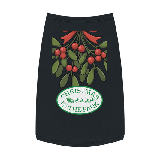 Christmas in the Park Pet Tank Top, Holiday Dog Shirt, Festive Pet Apparel, Mistletoe Design, Winter Dog Outfit