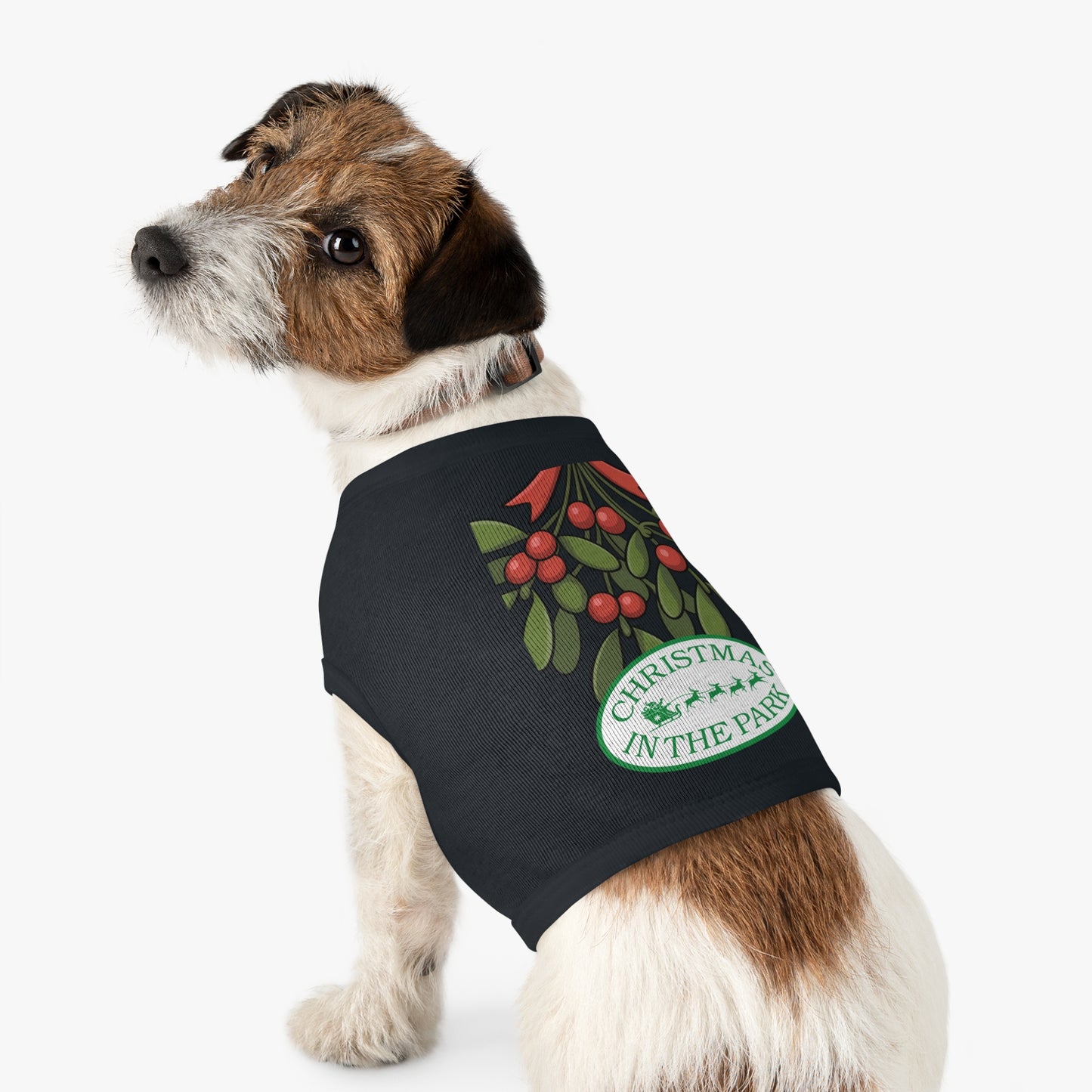 Christmas in the Park Pet Tank Top, Holiday Dog Shirt, Festive Pet Apparel, Mistletoe Design, Winter Dog Outfit