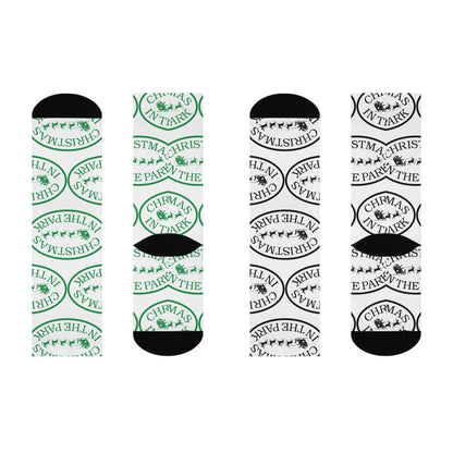 Mis-Matched Christmas in the Park Cushioned Crew Socks, Fun Holiday Socks, Gift for Her, Cozy Winter Wear, Perfect for Christmas
