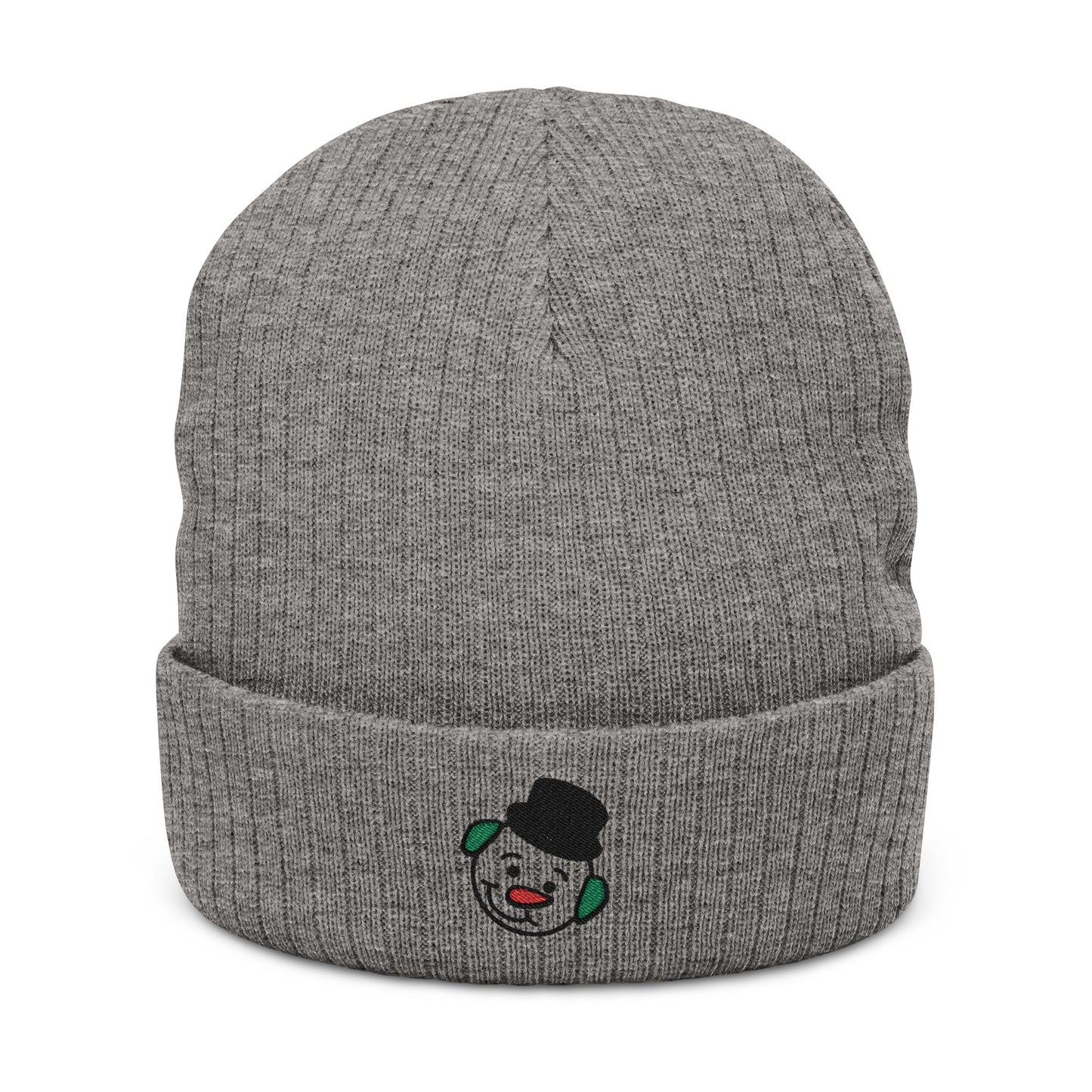 Embroidered Snowman Ribbed Knit Beanie – Cozy Winter Hat