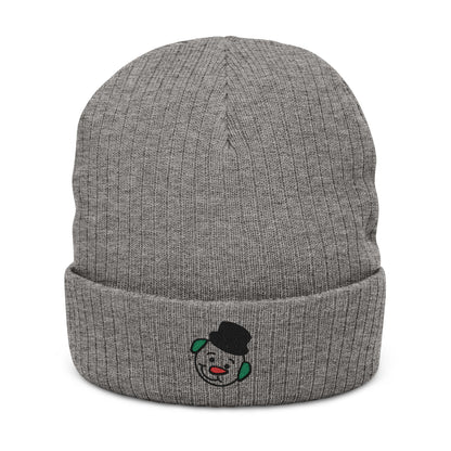 Embroidered Snowman Ribbed Knit Beanie – Cozy Winter Hat