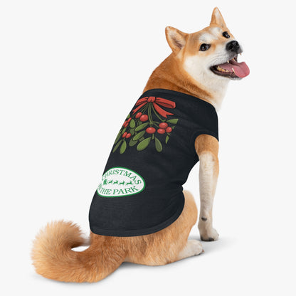 Christmas in the Park Pet Tank Top, Holiday Dog Shirt, Festive Pet Apparel, Mistletoe Design, Winter Dog Outfit