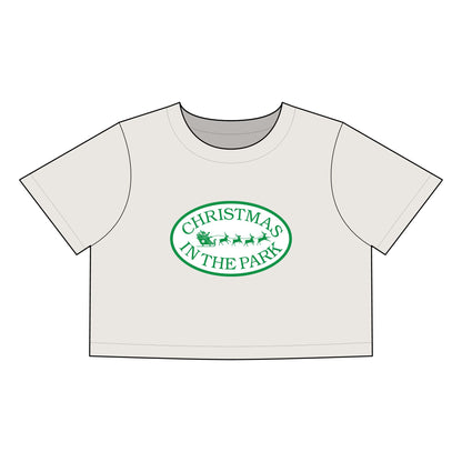 Christmas in the Park Women's Heavy Faded Crop Tee, Holiday Gift, Cute Christmas Shirt, Festive Crop Top, Casual Tee for Celebrations