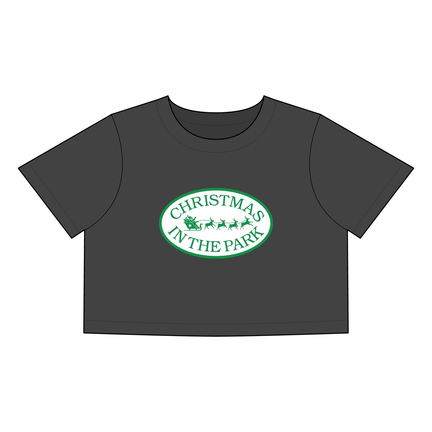 Christmas in the Park Women's Heavy Faded Crop Tee, Holiday Gift, Cute Christmas Shirt, Festive Crop Top, Casual Tee for Celebrations