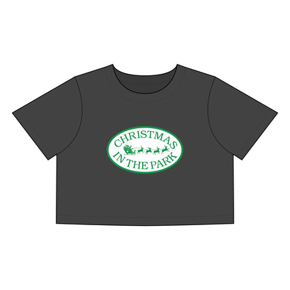 Christmas in the Park Women's Heavy Faded Crop Tee, Holiday Gift, Cute Christmas Shirt, Festive Crop Top, Casual Tee for Celebrations