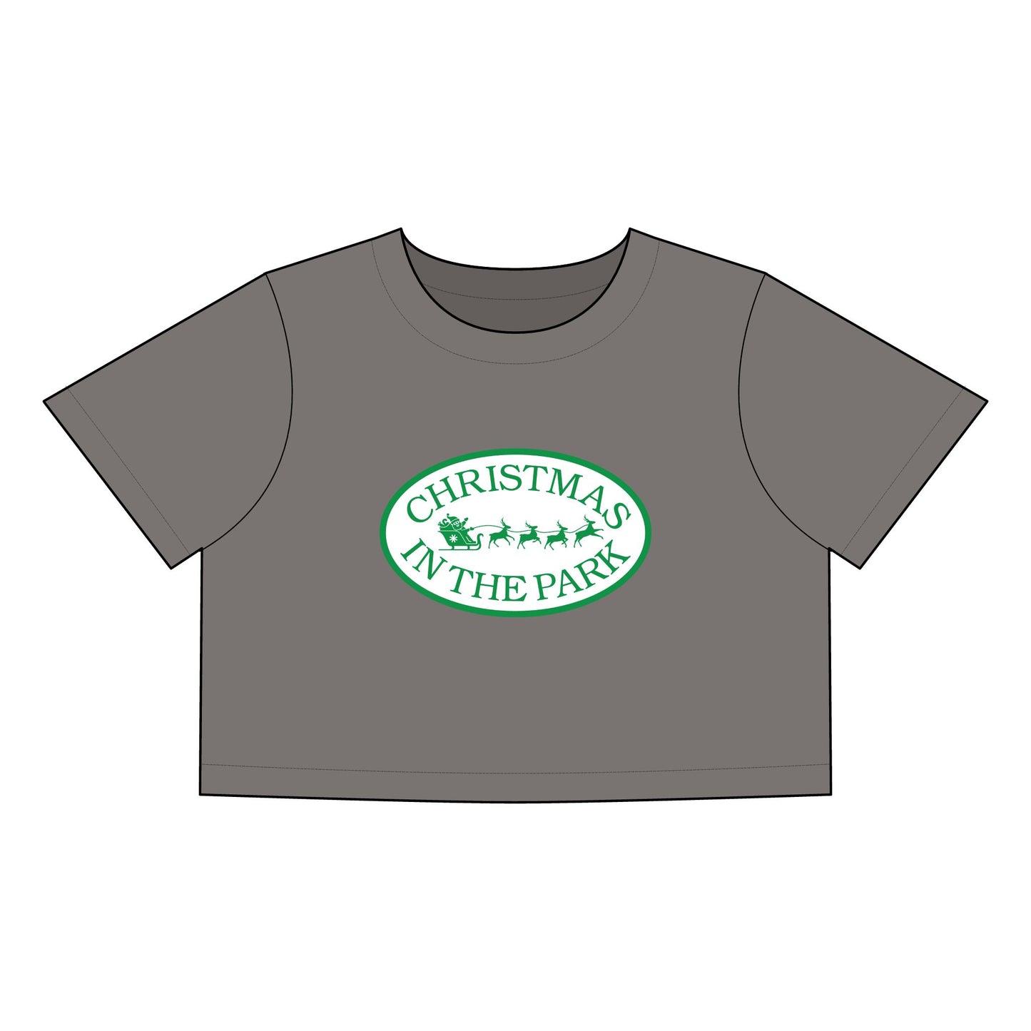 Christmas in the Park Women's Heavy Faded Crop Tee, Holiday Gift, Cute Christmas Shirt, Festive Crop Top, Casual Tee for Celebrations