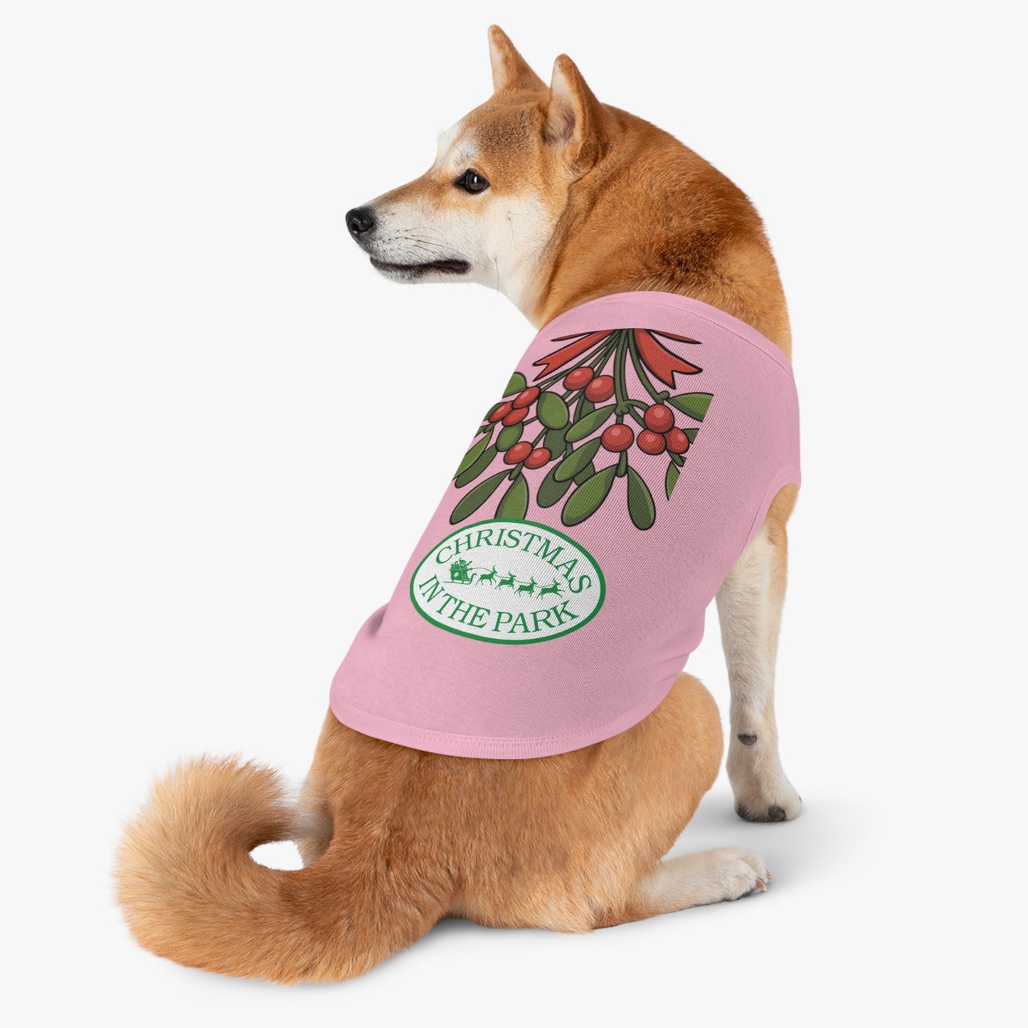 Christmas in the Park Pet Tank Top, Holiday Dog Shirt, Festive Pet Apparel, Mistletoe Design, Winter Dog Outfit