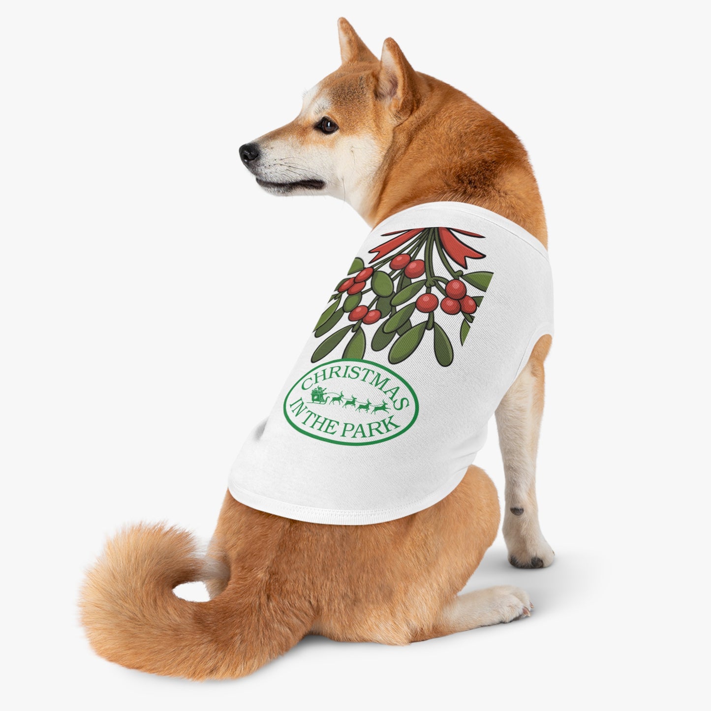 Christmas in the Park Pet Tank Top, Holiday Dog Shirt, Festive Pet Apparel, Mistletoe Design, Winter Dog Outfit
