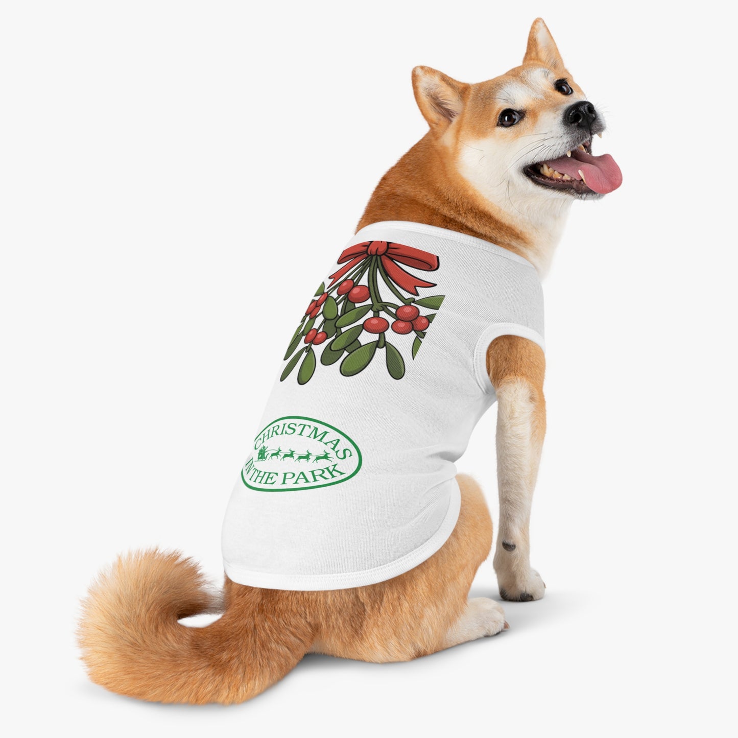 Christmas in the Park Pet Tank Top, Holiday Dog Shirt, Festive Pet Apparel, Mistletoe Design, Winter Dog Outfit