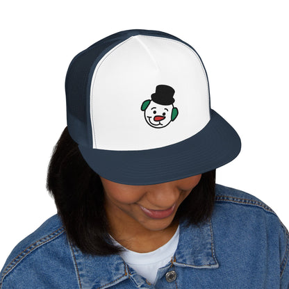 Embroidered Snowman Trucker Cap — Festive Winter Hat