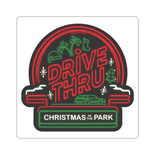 Festive Drive-Thru Stickers for Holiday Cheer, Christmas Decor, Laptop Decoration, Gift Tags, Holiday Party Supplies