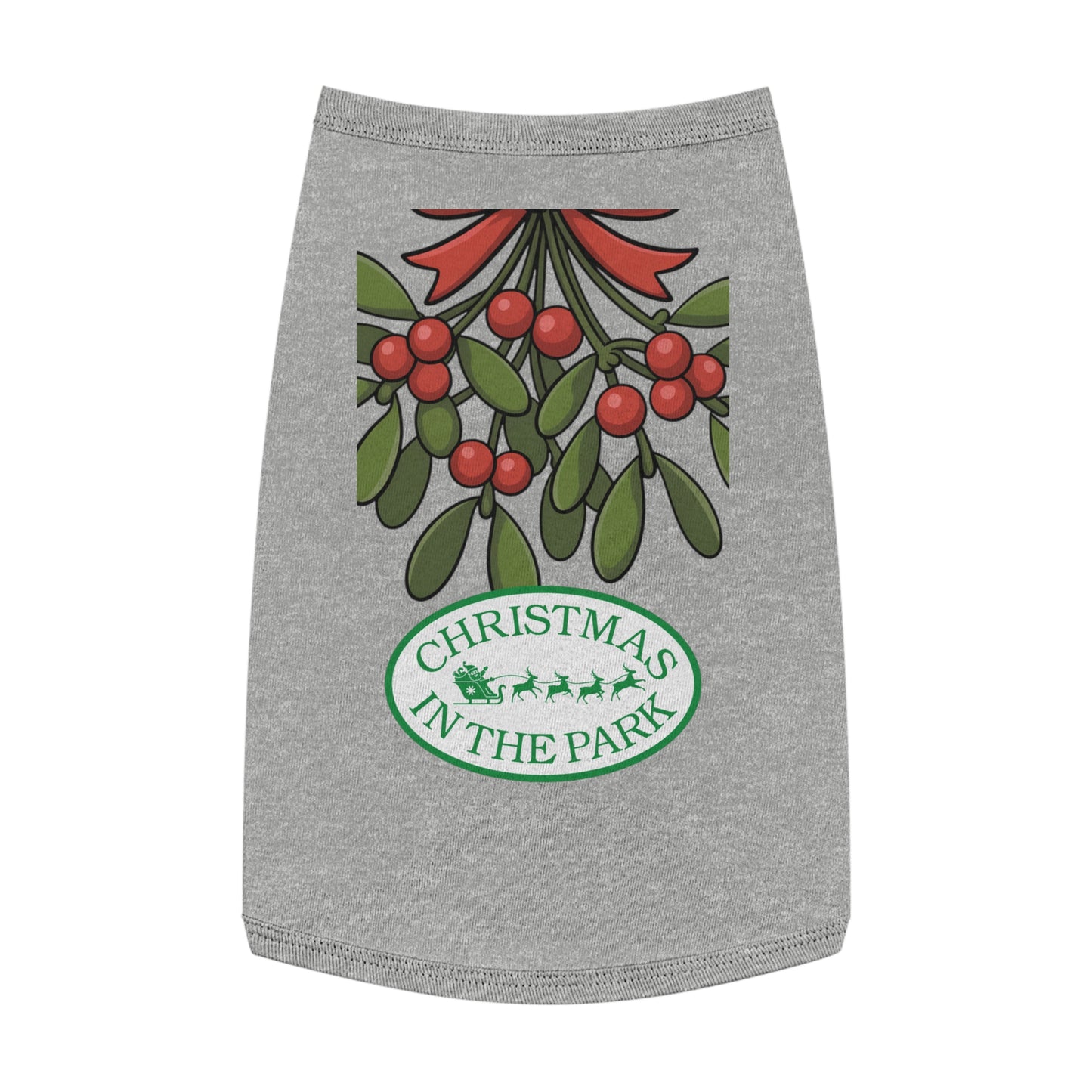 Christmas in the Park Pet Tank Top, Holiday Dog Shirt, Festive Pet Apparel, Mistletoe Design, Winter Dog Outfit