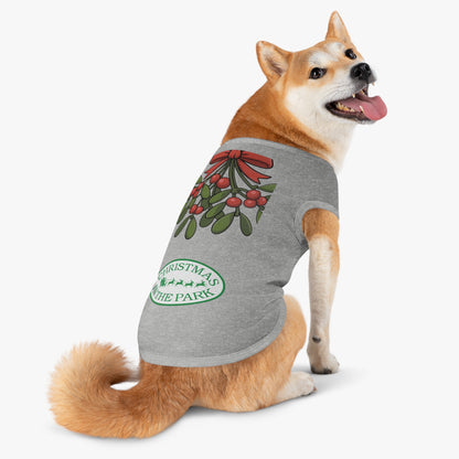 Christmas in the Park Pet Tank Top, Holiday Dog Shirt, Festive Pet Apparel, Mistletoe Design, Winter Dog Outfit