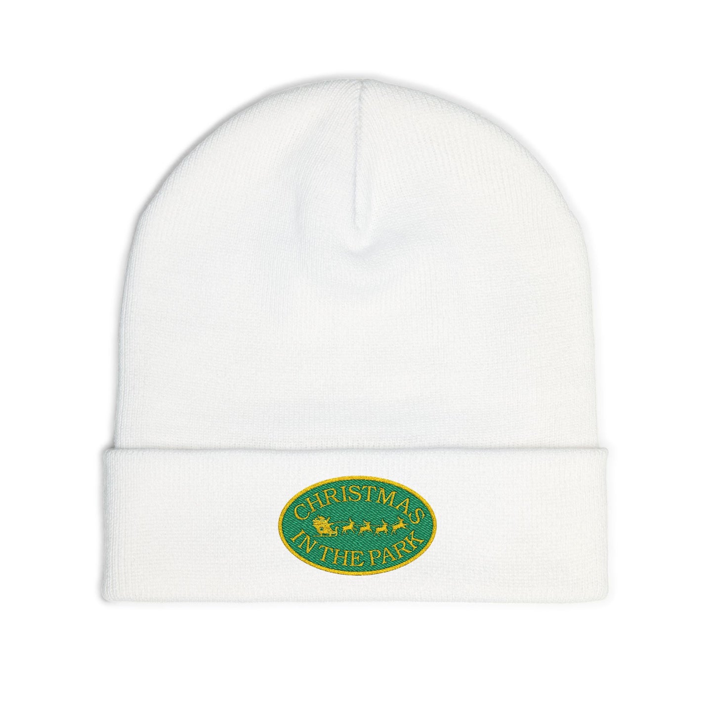 Cozy Embroidered Knit Beanie for Winter | Christmas in the Park Hat, Holiday Gift, Winter Accessories, Custom Beanie, Warm Knit Hat