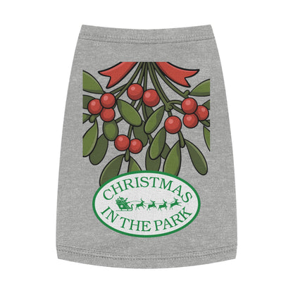 Christmas in the Park Pet Tank Top, Holiday Dog Shirt, Festive Pet Apparel, Mistletoe Design, Winter Dog Outfit