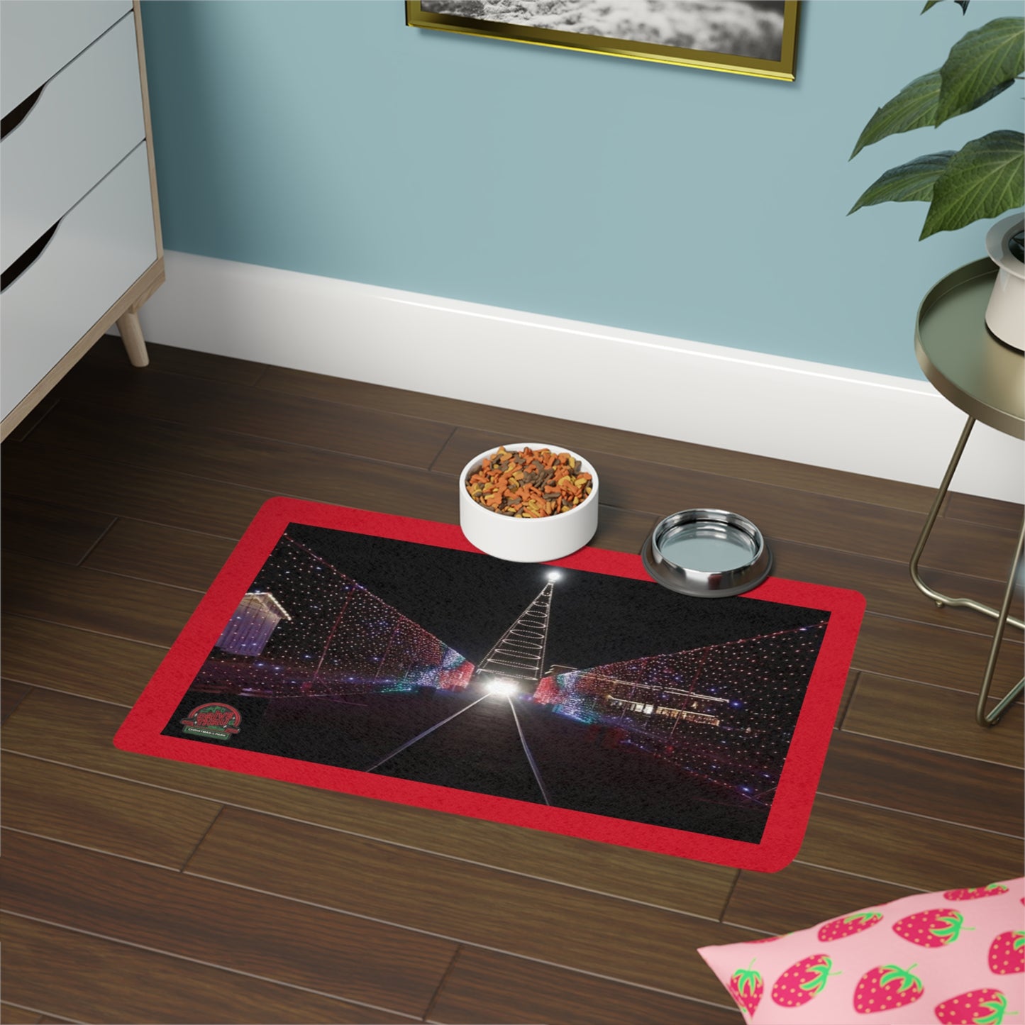 Festive Pet Food Mat - Christmas, Dog Bowl Mat, Cat Feeding Station, Holiday Decor, Non-Slip Pet Accessory