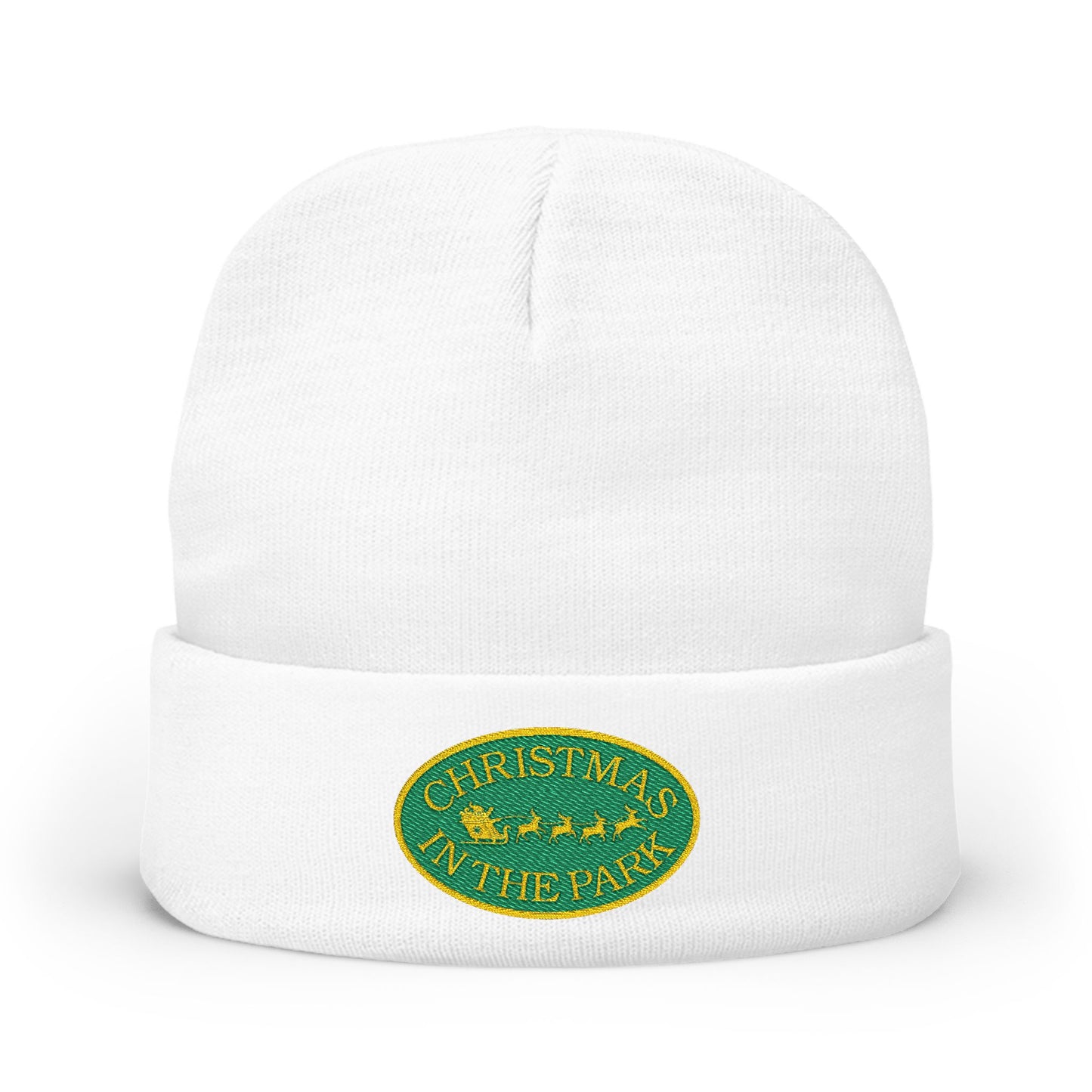 Cozy Embroidered Knit Beanie for Winter | Christmas in the Park Hat, Holiday Gift, Winter Accessories, Custom Beanie, Warm Knit Hat