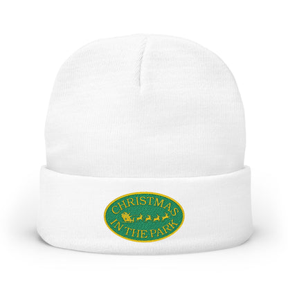 Cozy Embroidered Knit Beanie for Winter | Christmas in the Park Hat, Holiday Gift, Winter Accessories, Custom Beanie, Warm Knit Hat