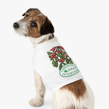 Christmas in the Park Pet Tank Top, Holiday Dog Shirt, Festive Pet Apparel, Mistletoe Design, Winter Dog Outfit
