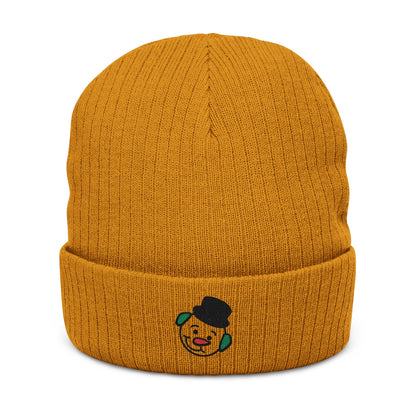 Embroidered Snowman Ribbed Knit Beanie – Cozy Winter Hat