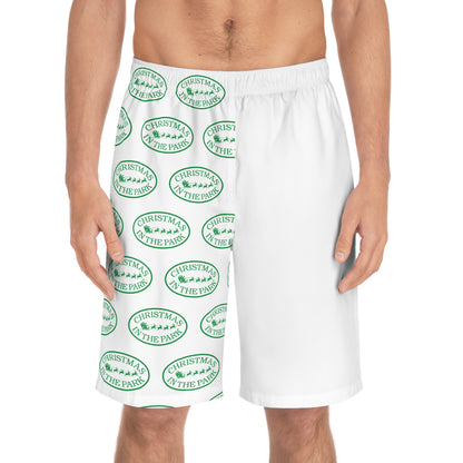 Christmas-Themed Men's Swim Shorts, Holiday Board Shorts, Summer Beachwear, Festive Swimwear, Vacation Essentials, Gifts for Him