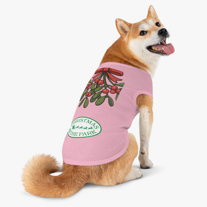 Christmas in the Park Pet Tank Top, Holiday Dog Shirt, Festive Pet Apparel, Mistletoe Design, Winter Dog Outfit